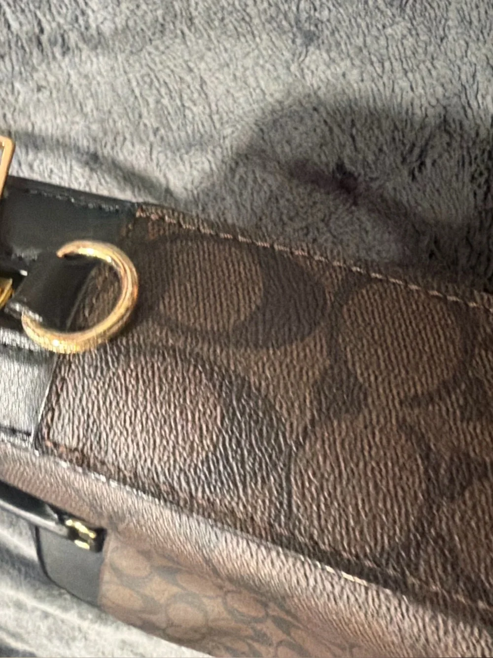 Coach Brown Signature Laptop Tote with Black Trim